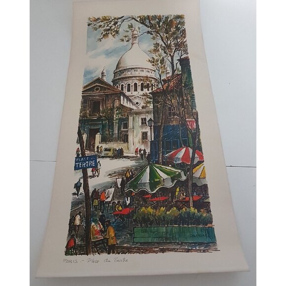 Paris Place du Tertre Unframed Painting Signed Raphael Beautiful - Picture 2 of 9